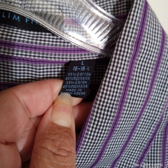 Van Heusen Studio wrinkle free slim fit button down shirt men size large 16-16.5 - Picture 5 of 8